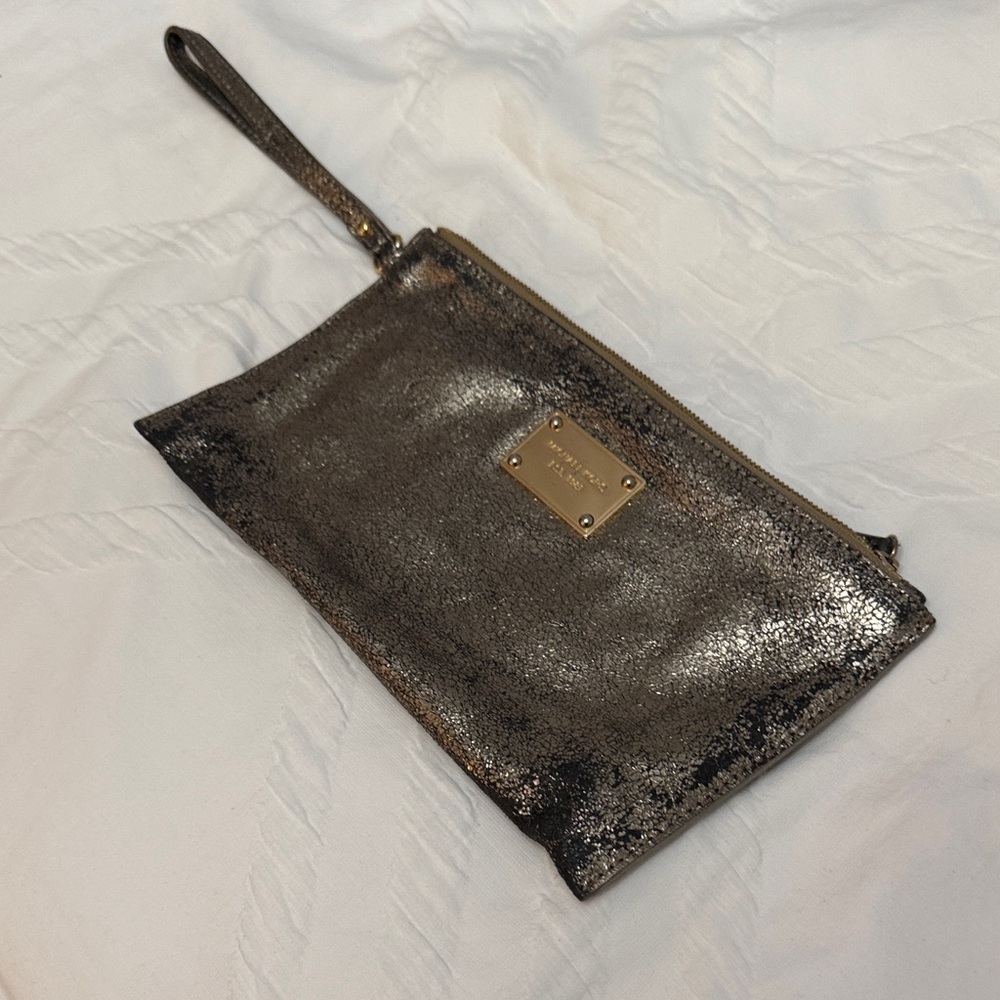 Michael Kors Metallic Black Wristlet Clutch